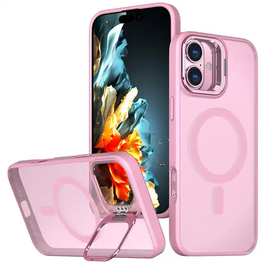 Coque magnétique transparente Mate antichoc avec support de caméra pour iPhone 16 Pro Max Plus
