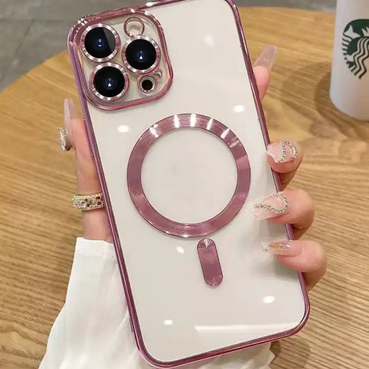 Coque Magnétique Transparente de Luxe pour iPhone 16 Pro Max - Compatible avec la Charge Sans Fil